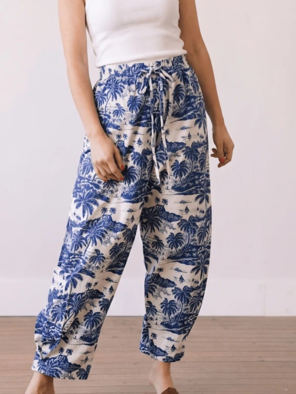 Sunshine Tienda Poplin Tropical Toile Lucia Smocked Pant Cruise Cottagecore